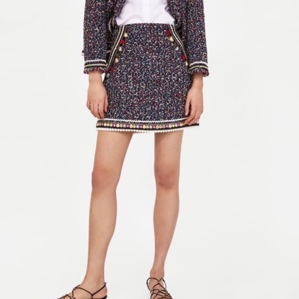 Zara Multicolor Tweed Mini Skirt